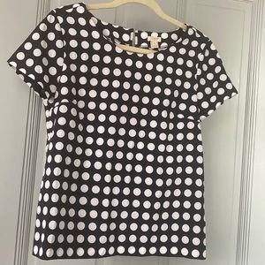 J. Crew Short Sleeve Polka Dot Blouse